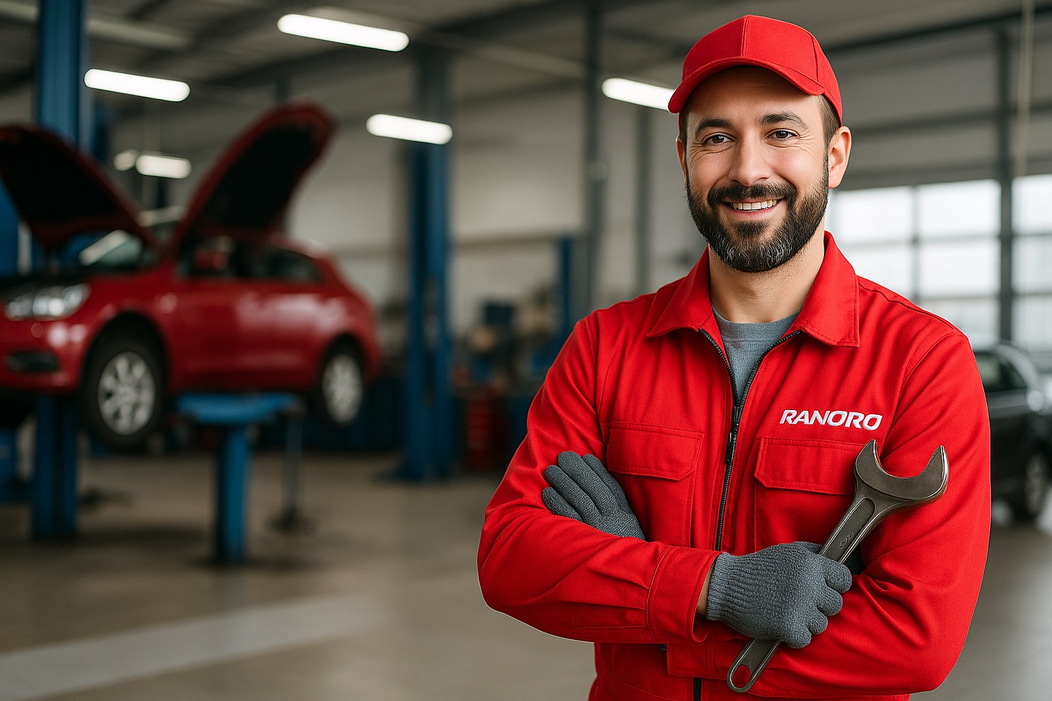 Taller mecánico Ranoro en Aguascalientes con un coche en servicio